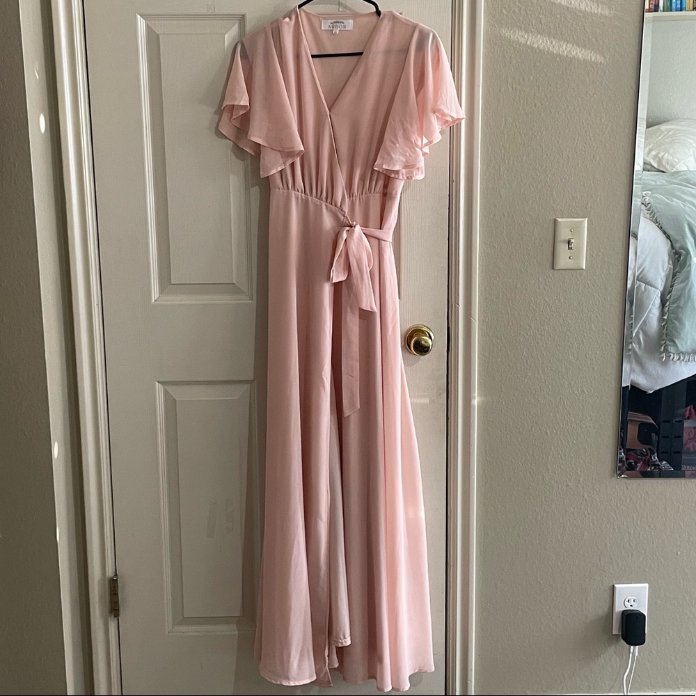Blush Pink Formal Bridesmaids Wrap Dress. Size Small. Only worn once! 💕